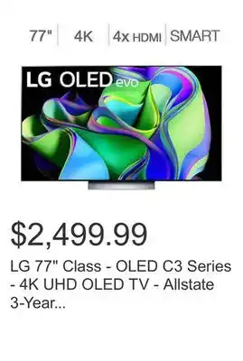 Costco Lg 77 class - oled c3 series - 4k uhd oled tv - allstate 3-year protection plan bundle included for 5 years of total coverage offer