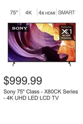 Costco Sony 75 class - x80ck series - 4k uhd led lcd tv offer