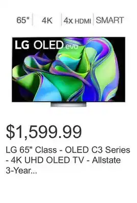 Costco Lg 65 class - oled c3 series - 4k uhd oled tv - allstate 3-year protection plan bundle included for 5 years of total coverage offer