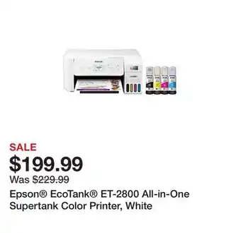 Office Depot Epson ecotank et-2800 all-in-one supertank color printer, white offer