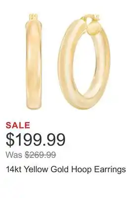 Costco 14kt yellow gold hoop earrings offer