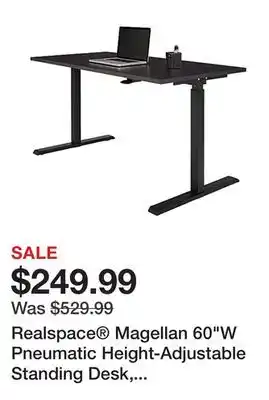 Office Depot Realspace magellan 60w pneumatic height-adjustable standing desk, espresso offer
