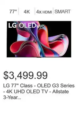 Costco Lg 77 class - oled g3 series - 4k uhd oled tv - allstate 3-year protection plan bundle included for 5 years of total coverage offer