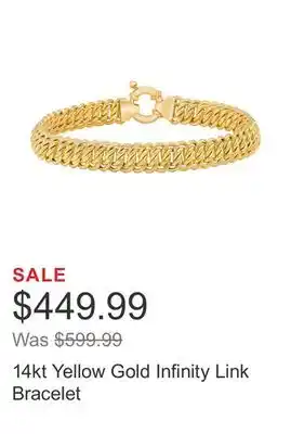 Costco 14kt yellow gold infinity link bracelet offer
