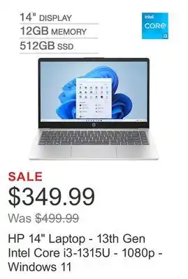 Costco Hp 14 laptop - 13th gen intel core i3-1315u - 1080p - windows 11 offer