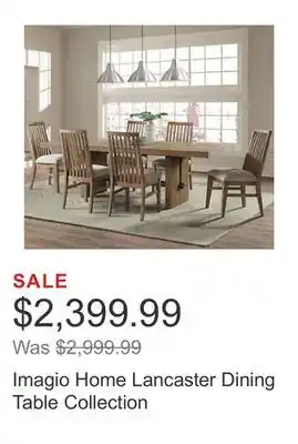 Costco Imagio home lancaster dining table collection offer