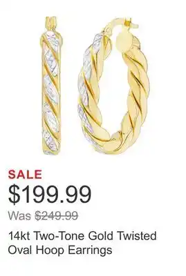 Costco 14kt two-tone gold twisted oval hoop earrings offer
