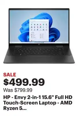 Best Buy Hp - envy 2-in-1 15.6 full hd touch-screen laptop - amd ryzen 5 7530u - 8gb memory - 256gb ssd - nightfall black offer
