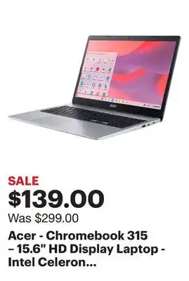 Best Buy Acer - chromebook 315 – 15.6 hd display laptop - intel celeron n4020 with 4gb lpddr4 – 64gb emmc - silver offer