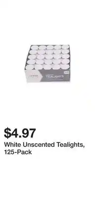 Big Lots White unscented tealights, 125-pack offer