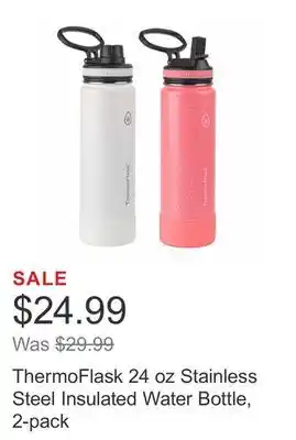 Costco Thermoflask 24 oz stainless steel insulated water bottle, 2-pack offer