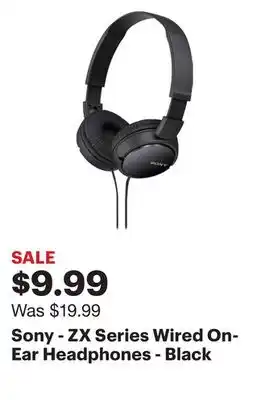 Best Buy Sony - zx series wired on-ear headphones - black offer