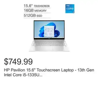 Costco Hp pavilion 15.6 touchscreen laptop - 13th gen intel core i5-1335u - 1080p - windows 11 offer