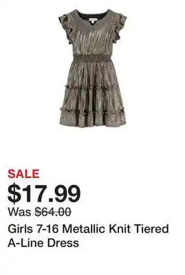 Belk Girls 7-16 metallic knit tiered a-line dress offer
