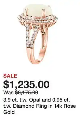 Belk 3.9 ct. t.w. opal and 0.95 ct. t.w. diamond ring in 14k rose gold offer