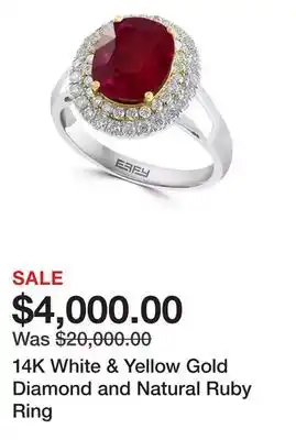 Belk 14k white & yellow gold diamond and natural ruby ring offer