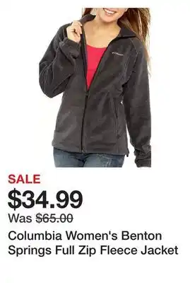 Belk Columbia women's benton springs full zip fleece jacket offer