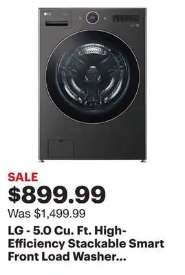 Best Buy Lg - 5.0 cu. ft. high-efficiency stackable smart front load washer with steam and turbowash 360 - black steel offer