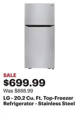 Best Buy Lg - 20.2 cu. ft. top-freezer refrigerator - stainless steel offer