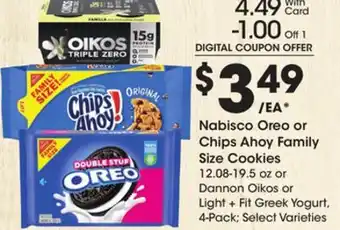 Ralphs Nabisco oreo or chips ahoy family size cookies offer