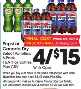 Ralphs Pepsi or canada dry offer