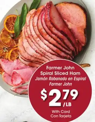 Ralphs Farmer john spiral sliced ham offer