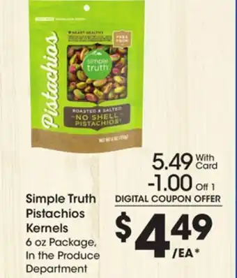 Ralphs Simple truth pistachios kernels offer