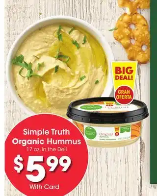 Ralphs Simple truth organic hummus offer