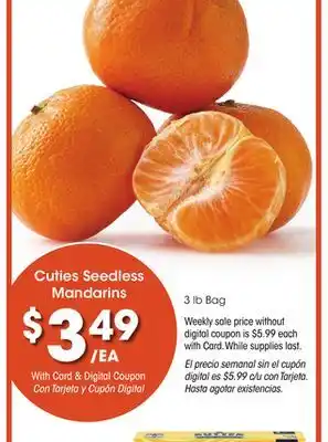 Ralphs Cuties seedless mandarins offer