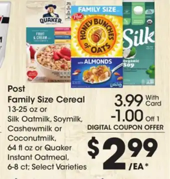 Ralphs Post family size cereal offer