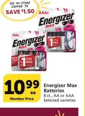 Albertsons Energizer max batteries offer
