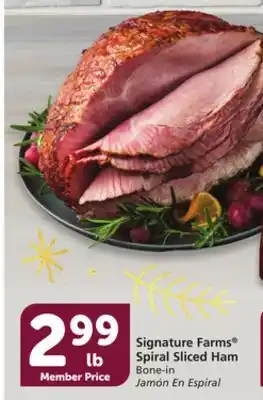 Albertsons Signature farms spiral sliced ham offer
