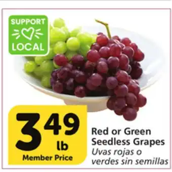 Vons Red or green seedless grapes offer