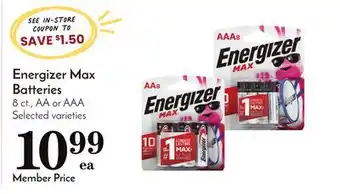 Pavilions Energizer max batteries offer