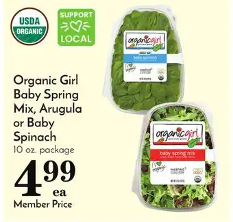 Pavilions Organic girl baby spring mix, arugula or baby spinach offer