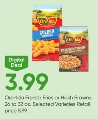 Stater Bros Ore-ida french fries or hash browns offer
