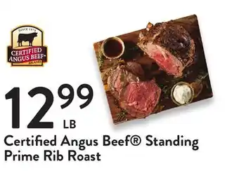 Fresh Thyme Certified angus beef standing prime rib roast offer