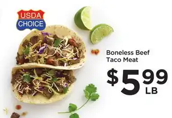 Food 4 Less Boneless beef taco meat offer