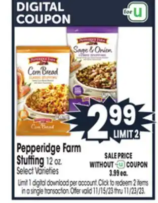 Jewel-Osco Pepperidge farm stuffing offer