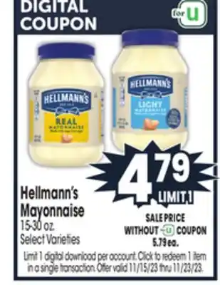 Jewel-Osco Hellmann's mayonnaise offer