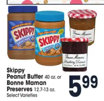 Jewel-Osco Skippy peanut butter 40 oz. or bonne maman preserves 12.7-13 oz offer