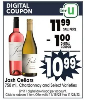 Jewel-Osco Josh cellars offer