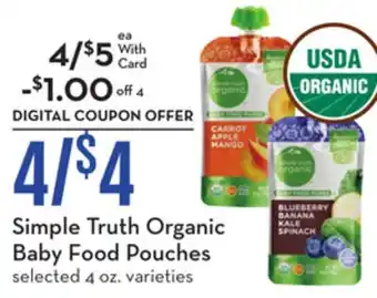 Mariano's Simple truth organic baby food pouches offer
