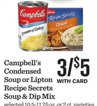 Mariano's Campbell's condensed soup or lipton recipe secrets soup & dip mix offer