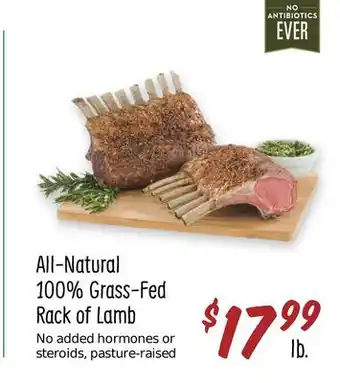 Sprouts Farmers Market All-natural 100% grass-fed rack of lamb offer