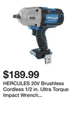 Harbor Freight Tools Hercules 20v brushless cordless 1/2 in. ultra torque impact wrench with friction ring - tool only offer