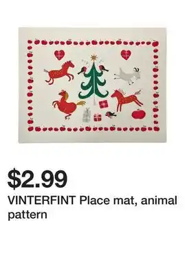 Ikea Vinterfint place mat, animal pattern offer