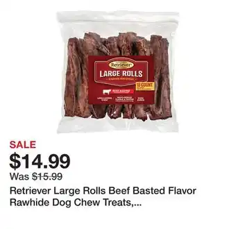 Tractor Supply Company Retriever large rolls beef basted flavor rawhide dog chew treats, 18 ct offer