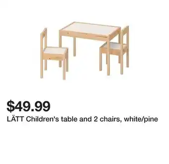 Ikea Lätt children's table and 2 chairs, white/pine offer
