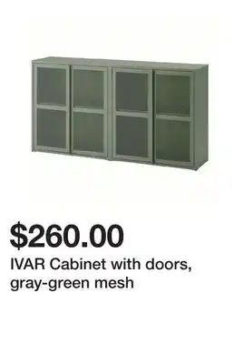 Ikea Ivar cabinet with doors, gray-green mesh offer